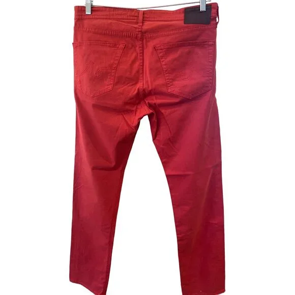 AG Adriano Goldschmied Men's Matchbox Slim Straight Leg Pants 34x35 Red - Picture 3 of 12